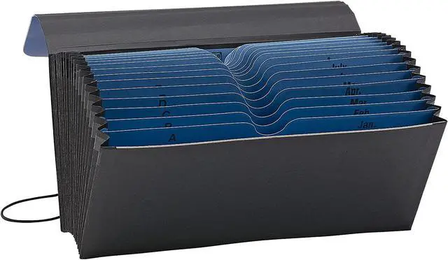 Alt view image 3 of 4 - Handy File w/ Pockets for Checks, 21 Sections, 1/2-Cut Tab, Blue/Black