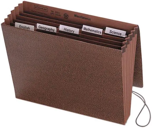 Main image of Smead 70540 Expanding File, 6 Pockets, 1/5 Tab, Leather-Like Redrope, Letter, Red