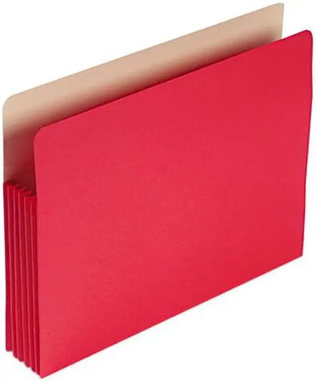 Main image of Smead 73241 5 1/4 Inch Expansion Colored File Pocket, Straight Tab, Letter, Red, 10/Box