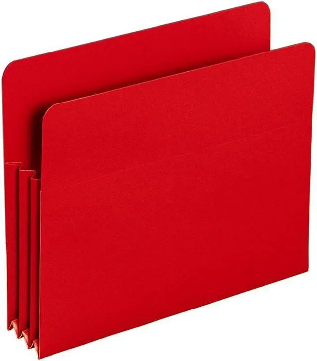 Main image of Smead 73501 Expansion Drop Front File Pockets, Straight Tab, Poly, Letter, Red, 4/Box