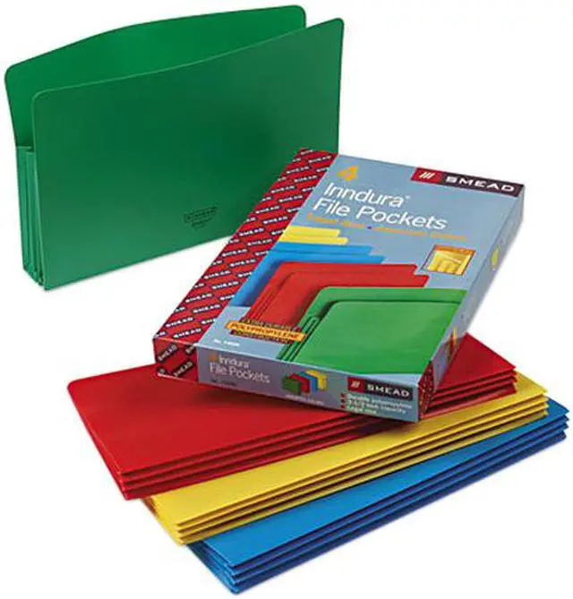 Main image of Smead 73550 Expansion Drop Front File Pockets, Straight Tab, Poly, Legal, Assorted, 4/Box