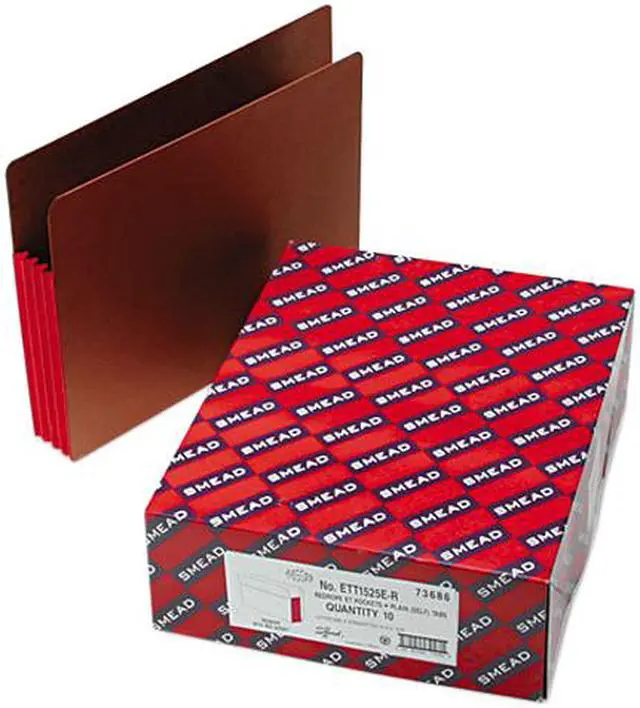 Main image of Smead 73686 3 1/2 Inch Expansion File PocketsStraight Tab, Letter, Red/Redrope, 10/Box