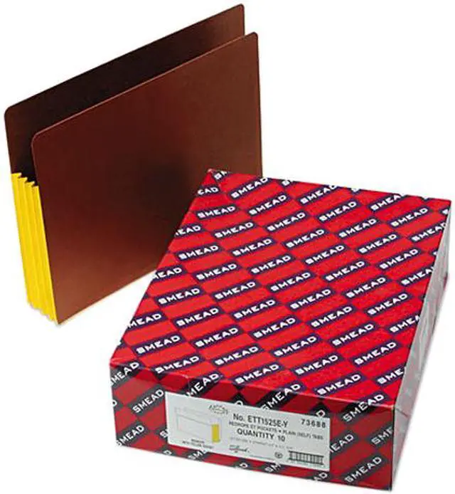 Main image of Smead 73688 3 1/2 Inch Expansion File PocketsStraight Tab, Letter, Yellow/Redrope, 10/Box