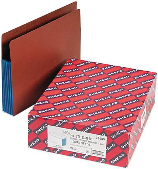 Main image of Smead 73689 5 1/4 Inch Expansion File PocketsStraight Tab, Letter, Blue/Redrope, 10/Box