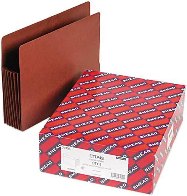 Main image of Smead 73795 Seven Inch Expansion File TUFF Pockets, Straight Tab, Letter, Redrope, 5/Box
