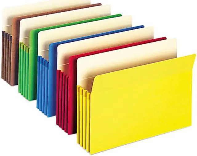 Main image of Smead 73892 3 1/2 Inch Expansion Colored File Pocket, Straight Tab, Letter, Assorted, 5/Pack