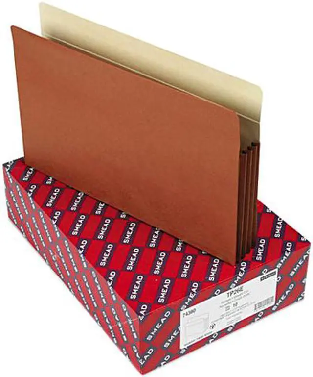 Main image of Smead 74380 3 1/2 Inch Expansion Pocket with Tyvek, Straight, Legal, Manila/Redrope, 10/Box