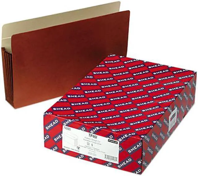 Main image of Smead 74395 Seven Inch Expansion Pocket with Tyvek, Straight, Legal, Manila/Redrope, 5/Box