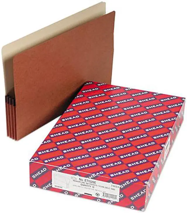 Main image of Smead 74624 3 1/2 Inch Expansion File Pockets, 1/3 Tab, Legal, Manila/Redrope, 10/Box