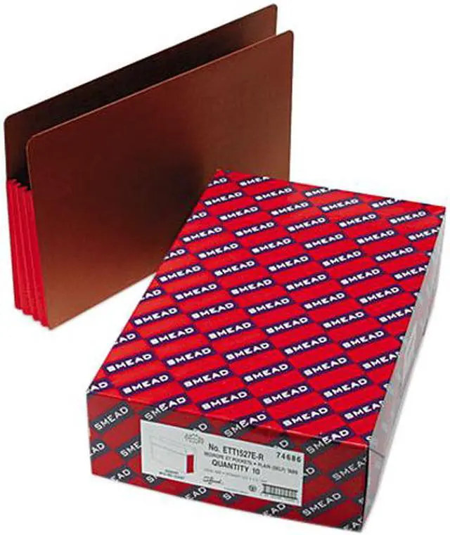 Main image of Smead 74686 3 1/2 Inch Expansion File PocketsStraight Tab, Legal, Red/ Redrope, 10/Box