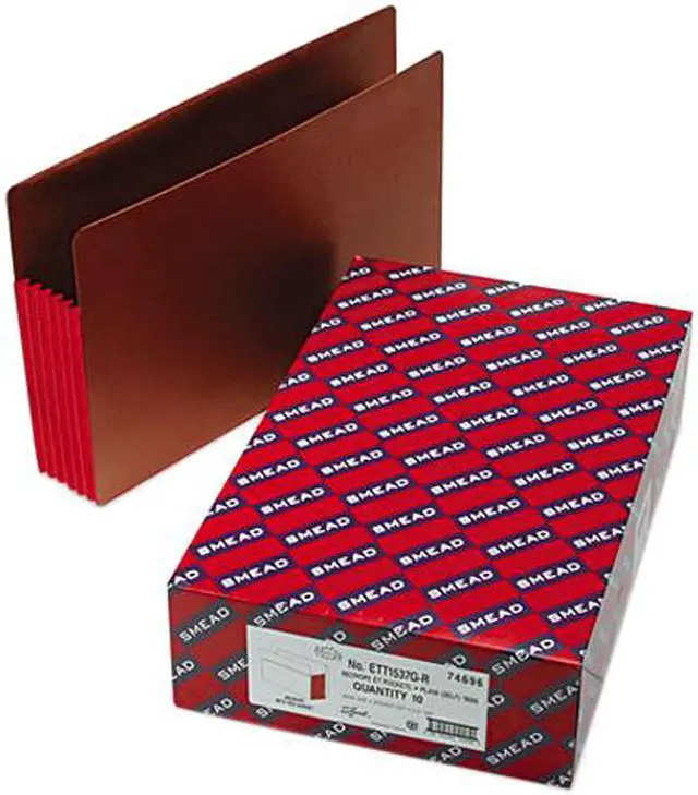 Main image of Smead 74696 5 1/4 Inch Expansion File PocketsStraight Tab, Legal, Red/Redrope, 10/Box