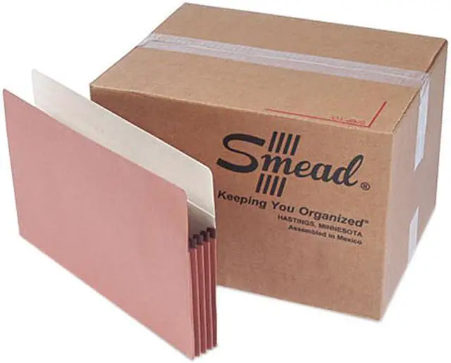 Main image of Smead 74805 3 1/2 Inch Expansion File Pockets, Straight Tab, Legal, Manila/Redrope, 50/Box