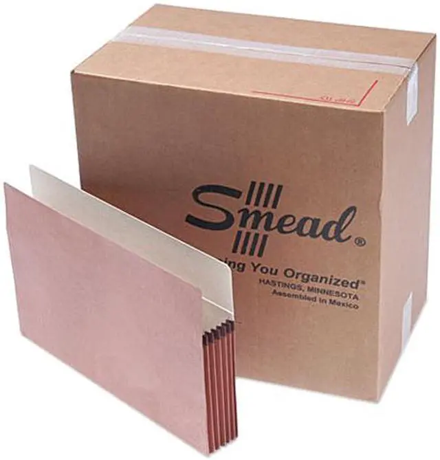 Main image of Smead 74810 5 1/4 Inch Expansion File Pockets, Straight Tab, Legal, Manila/Redrope, 50/Box