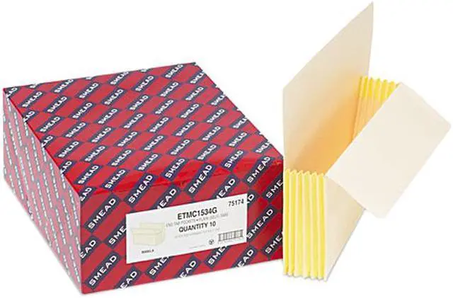 Main image of Smead 75174 5 1/4 Inch Expansion End Tab File Pockets with Tyvek, Letter, Manila, 10/Box
