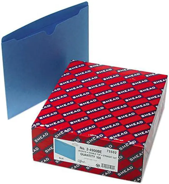 Main image of Smead 75502 File Jackets, Reinforced Double-Ply Tab, Letter, 11 Point Stock, Blue, 100/Box