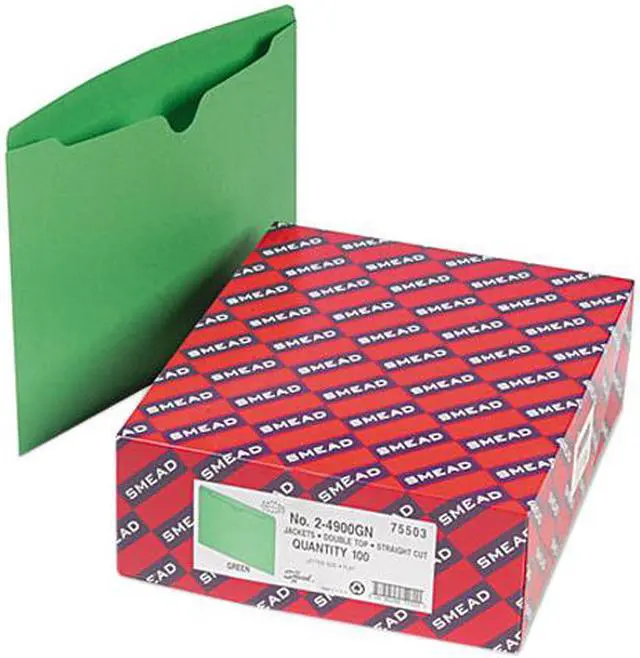 Main image of Smead 75503 File Jackets, Reinforced Double-Ply Tab, Letter, 11 Point Stock, Green, 100/Box