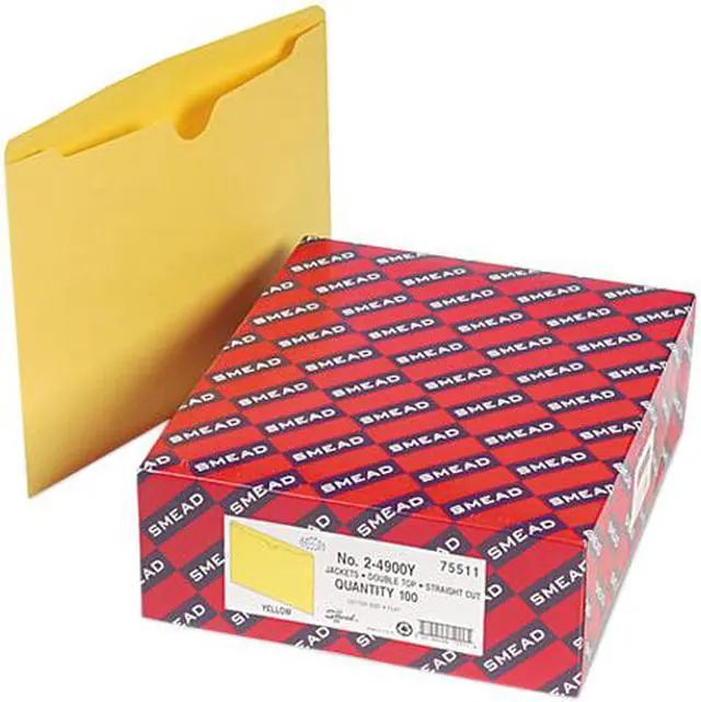 Main image of Smead 75511 File Jackets, Reinforced Double-Ply Tab, Letter, 11 Point Stock, Yellow, 100/Box