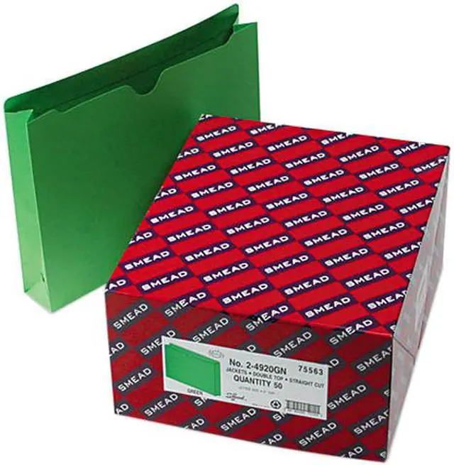 Main image of Smead 75563 File Jacket, Double-Ply Tab and 2" Expansion, Letter, 11 Point, Green, 50/Box