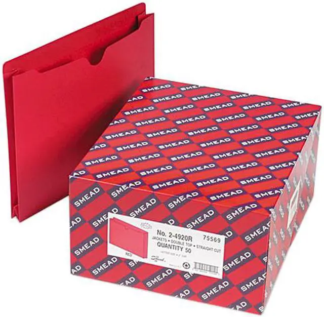 Main image of Smead 75569 File Jacket with Double-Ply Tab and Two Inch Expansion, Letter, Red, 50/Box