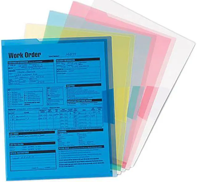 Main image of Smead 85750 Project Jackets, Letter, Poly, Clear/Translucent: Blue/Green/Yellow/Red, 5/Pack