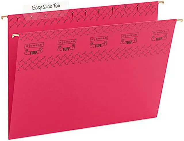 Main image of Smead 64043 Tuff Hanging Folder w/Easy Slide Tab, Letter, Red, 18/Pack