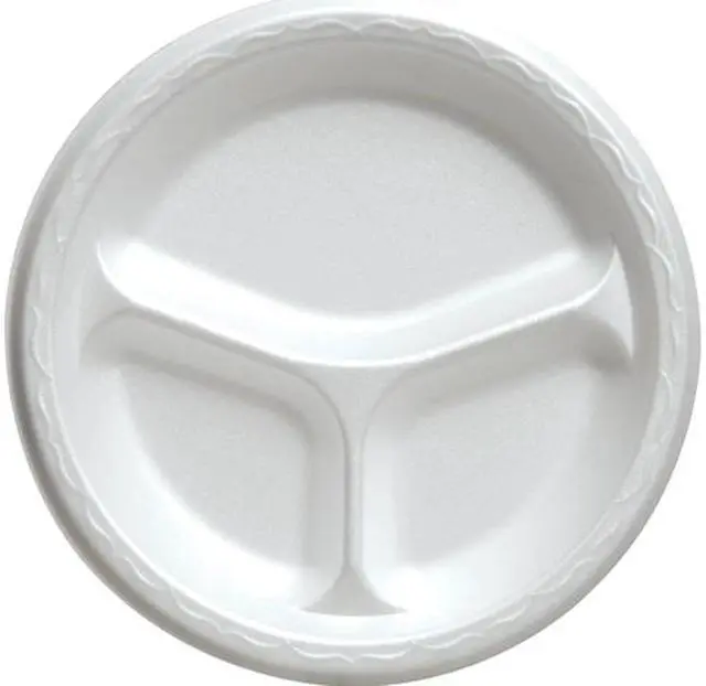 Main image of Dart 9CPWQ Mediumweight Foam Plates, 9.00" dia, White, 125/Pack