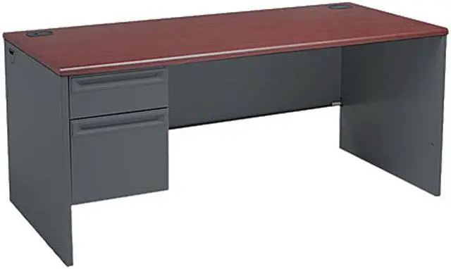 Main image of HON 38000 Series Left Pedestal Desk, 66w x 30d x 29-1/2h, Mahogany/Charcoal