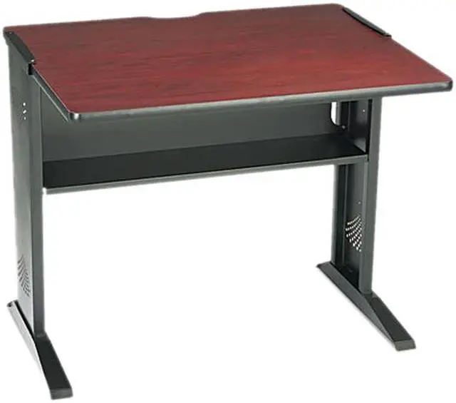 Main image of Safco Computer Desk W/ Reversible Top, 35-1/2w x 28d x 30h, Mahogany/Medium Oak/Black