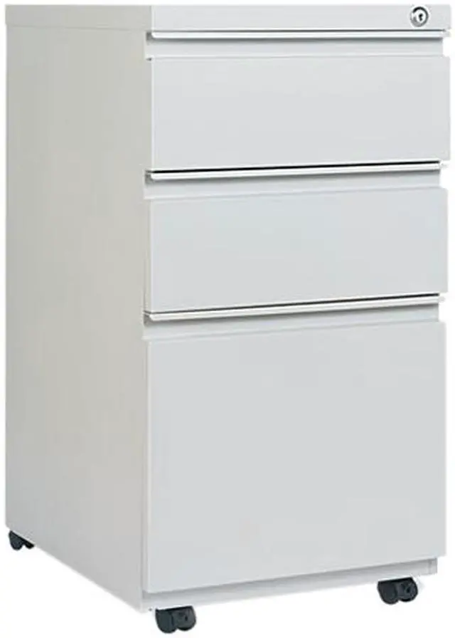 Main image of Alera PB53-2819LG (ALEPB532819LG) 3-Drawer Mobile Pedestal File W/ Full-Length Pull, 15-7/8w x 19-1/4d, Light Gray