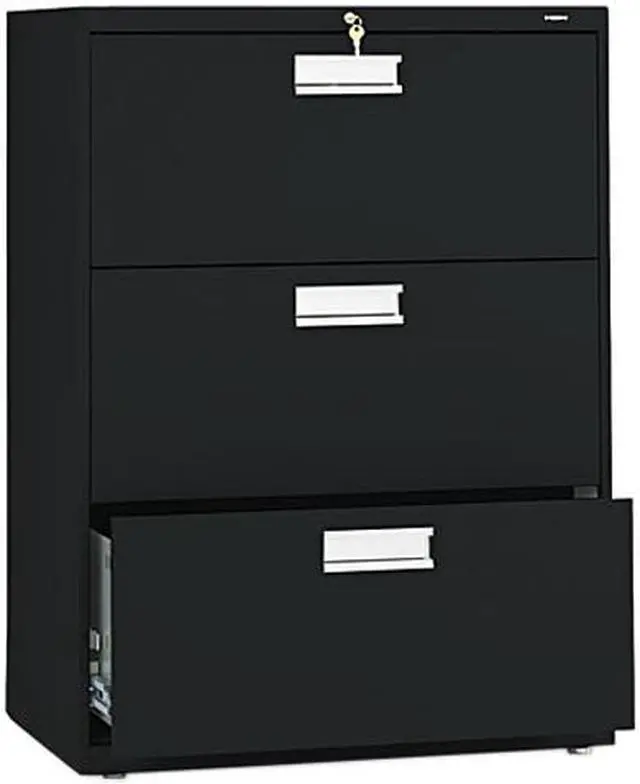 Main image of HON 673LP 600 Series Three-Drawer Lateral File, 30w x19-1/4d, Black