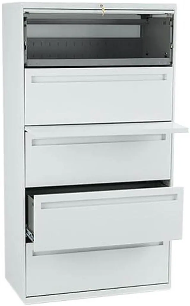 Main image of HON 785LQ 700 Series Five-Drawer Lateral File With Roll-Out & Posting Shelf, Light Gray