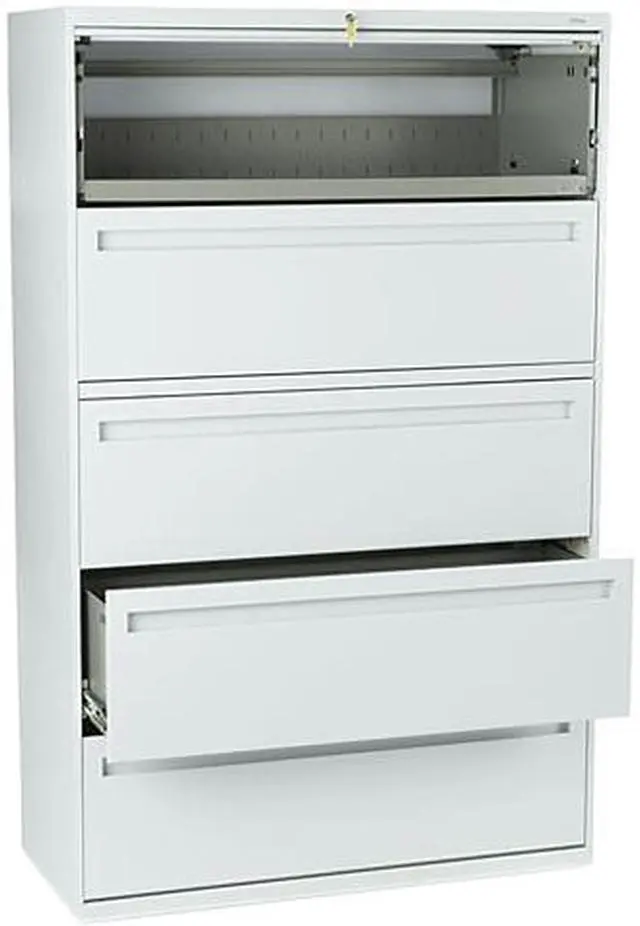 Main image of HON 795LQ 700 Series Five-Drwr Lateral File With Roll-Out & Posting Shelves, Light Gray