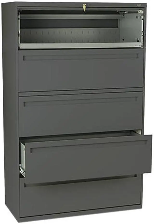 Main image of HON 795LS 700 Series Five-Drawer Lateral File w/Roll-Out & Posting Shelves, 42w, Charcoal