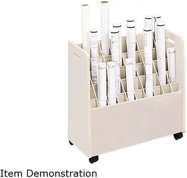 Main image of Safco 3083 Laminate Mobile Roll Files, 50 Compartments, 30-1/8w x 15-3/4d x 29-1/4h, Putty