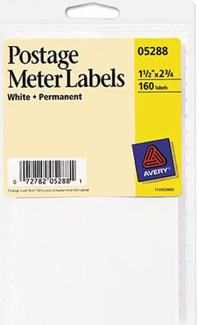 Main image of Avery 05288 Permanent Adhesive Postage Meter Labels, 1-1/2 x 2-3/4, White, 160/Pack