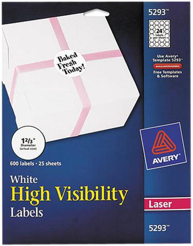Main image of Avery High-Visibility Labels, Permanent Adhesive, 1-2/3" Diameter, 600 Labels (5293)