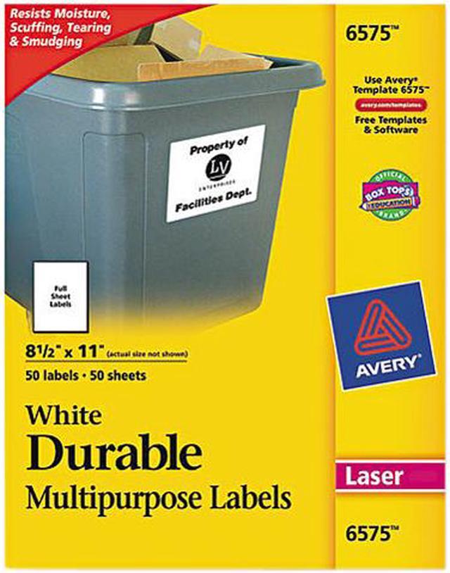 Avery Permanent ID Labels w/TrueBlock Technology Laser 8 1/2 x 11 White  50/Pack