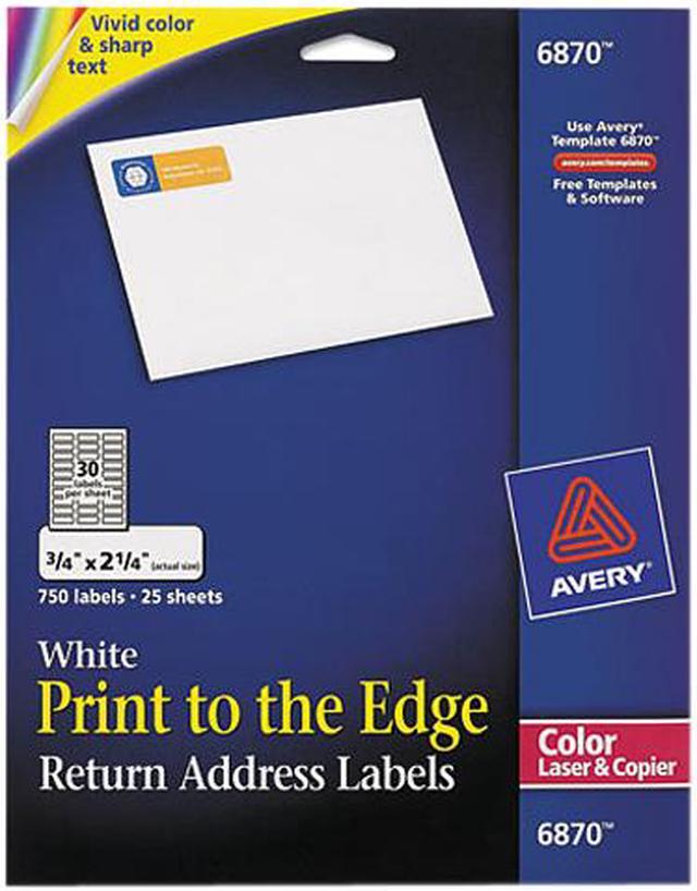 Main image of Avery Return Address Labels, Sure Feed Technology, Print to the Edge, Permanent Adhesive, 3/4" x 2-1/4", 750 Labels (6870)