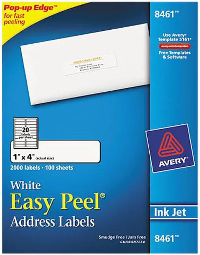 Main image of Avery Easy Peel Address Labels, Sure Feed Technology, Permanent Adhesive, 1.00" x 4.00", 2,000 Labels (8461)