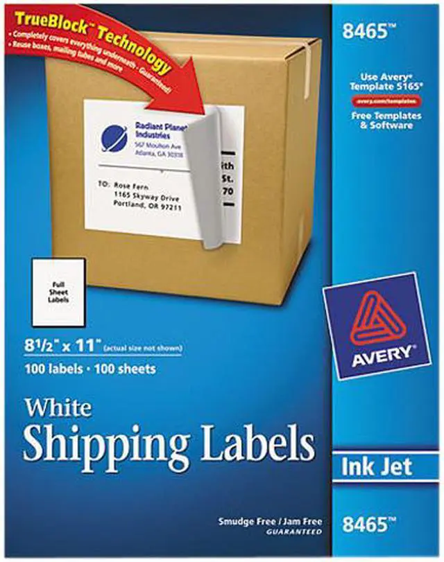 Main image of Avery 8465 Shipping Labels with TrueBlock Technology, 8-1/2 x 11, 100/Box