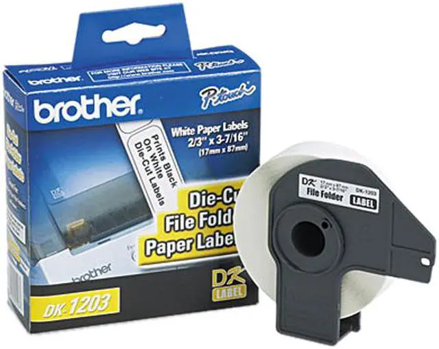 Main image of Brother DK1203 P-touch Laminated Tape, 0.66 in x 3.4 in (17 mm x 87.1 mm) File Folder Labels (300 White Paper Labels)