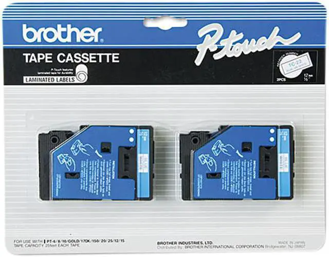 Main image of Brother TC22 Direct Thermal Laminated Tape Cartridge, 1/2" Width x 25" Length, White - 2Pack
