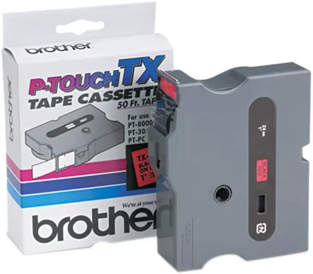 Main image of Brother TX4511 P-touch Laminated Tape, 24mm (0.94") Black on Red tape for P-Touch 15m (50 ft)