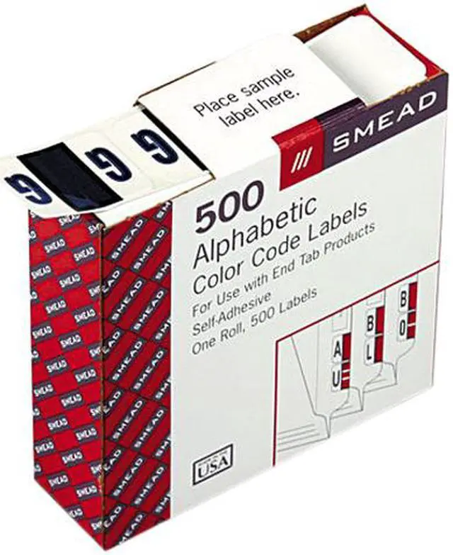 Main image of Smead 67077 A-Z Color-Coded Bar-Style End Tab Labels, Letter G, Violet, 500/Roll