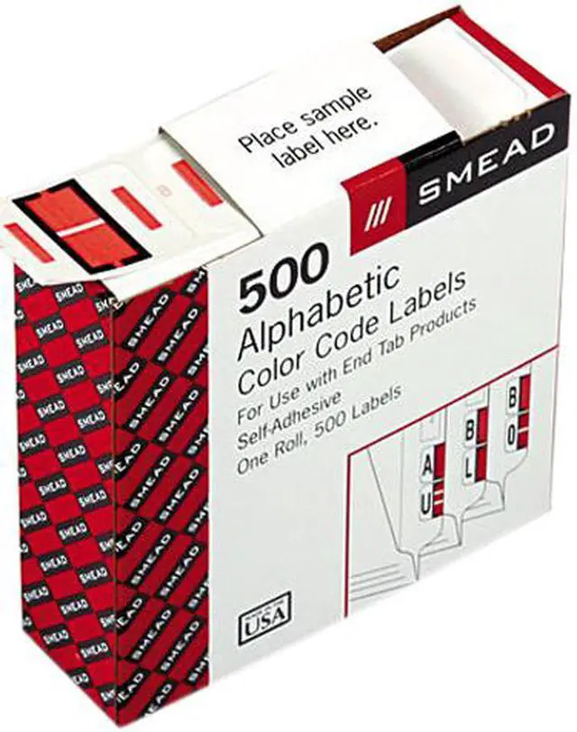 Main image of Smead 67079 A-Z Color-Coded Bar-Style End Tab Labels, Letter I, Pink, 500/Roll