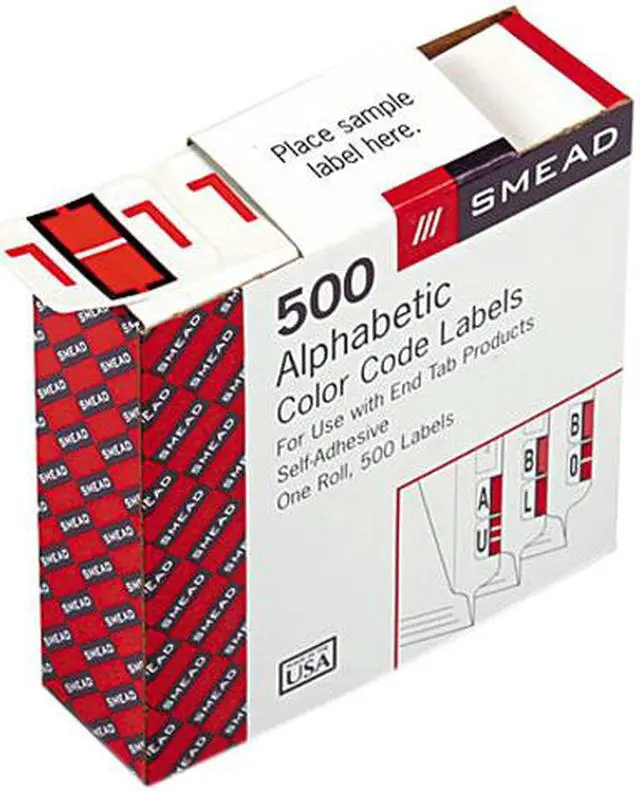 Main image of Smead 67082 A-Z Color-Coded Bar-Style End Tab Labels, Letter L, Dark Orange, 500/Roll