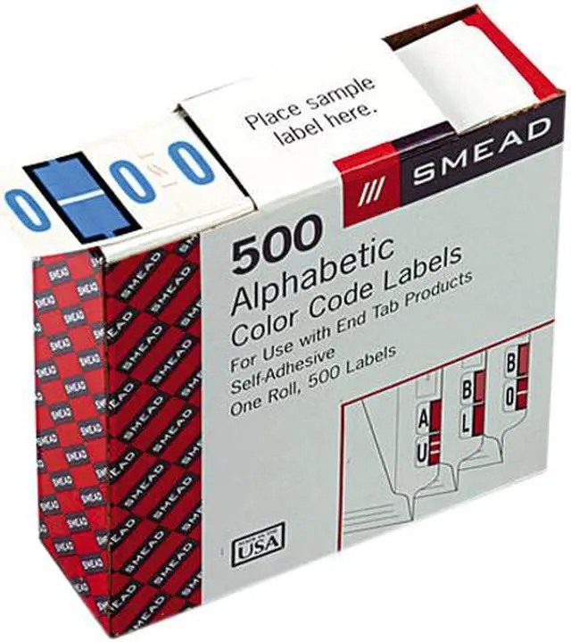 Main image of Smead 67085 A-Z Color-Coded Bar-Style End Tab Labels, letter O, Blue, 500/Roll