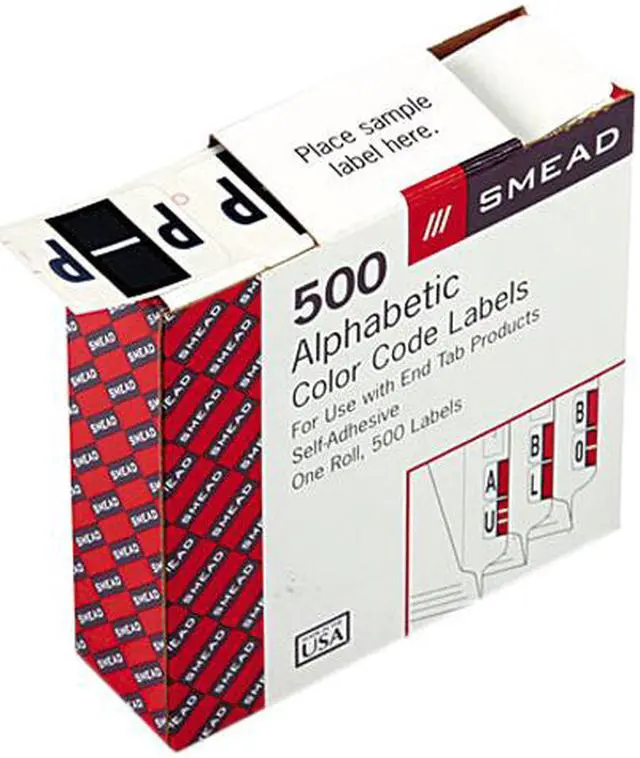 Main image of Smead 67086 A-Z Color-Coded Bar-Style End Tab Labels, Letter P, Violet, 500/Roll