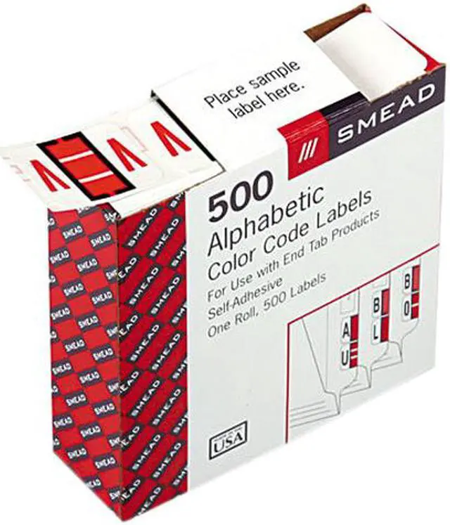 Main image of Smead 67092 A-Z Color-Coded Bar-Style End Tab Labels, Letter V, Dark Orange, 500/Roll
