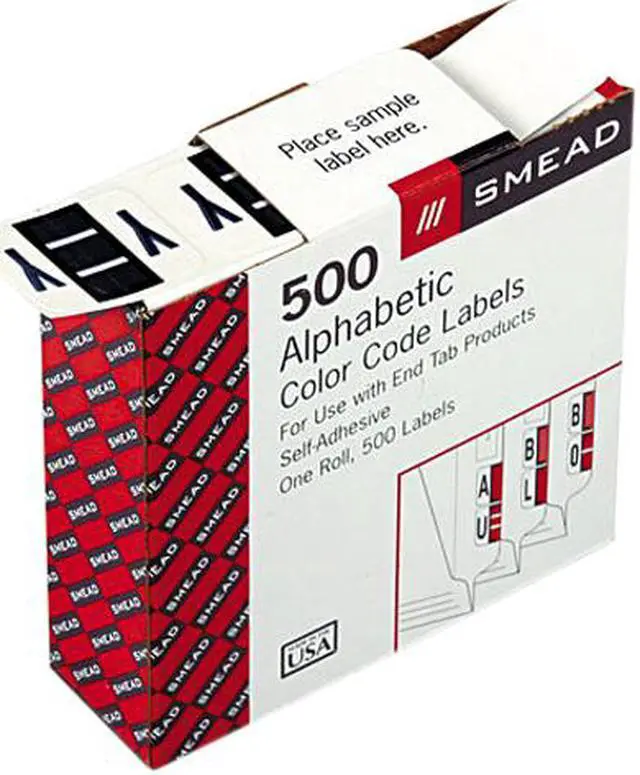 Main image of Smead 67095 A-Z Color-Coded Bar-Style End Tab Labels, Letter Y, Violet, 500/Roll